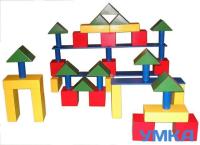 Конструктор деревянный напольный пустотелый для группы детского сада СТРОИТЕЛЬ 72 элемента