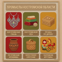 Панно из фетра "Народные промыслы Костромской области"