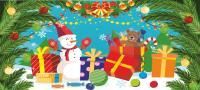 Занавес - задник "Снеговик с подарками"