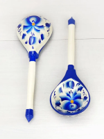 Деревянные ложки гжель, 2 штуки, 19 см