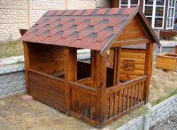 Детский деревянный домик для игр (2 лавочки в комплекте)