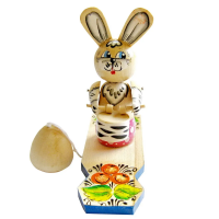 ДИННИ Богородская игрушка деревянная для детей "Зайка с барабаном"