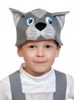 Котик серый маска-шапочка из плюша арт. 4078