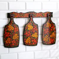 Набор разделочных досок с держателем «Хохлома», 3 шт., 48×33×1 см, дерево