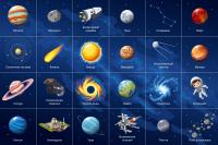 Двустороннее тематическое поле «Космические объекты»/«Планеты солнечной системы» для программируемого мини-робота