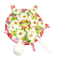  Богородская детская игрушка "Курочки клюющие зерно", (Ромашки)