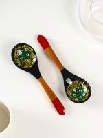 Ложка деревянная «Чернушка», салатная, 6×21, хохлома