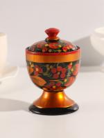 Сахарница дерево хохлома «Ягодка на ножке», 12×9 см