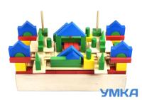 Конструктор деревянный настольный цветной с мелкими элементами, 95 деталей, Дом радости