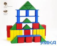 Конструктор напольный деревянный пустотелый для группы детского сада СТРОИТЕЛЬ 46 элементов
