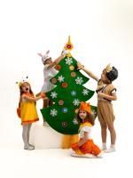 Набор "Новогодняя ель" (ель - чехол, 12 шаров, верхушка, 12 снежинок, 7 сугробов) Большой