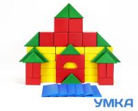 Конструктор деревянный напольный пустотелый для группы детского сада СТРОИТЕЛЬ 51 элемент