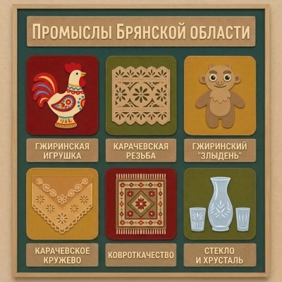 Панно из фетра "Народные промыслы Брянской области"