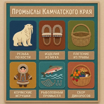 Панно из фетра "Народные промыслы Камчатского края"