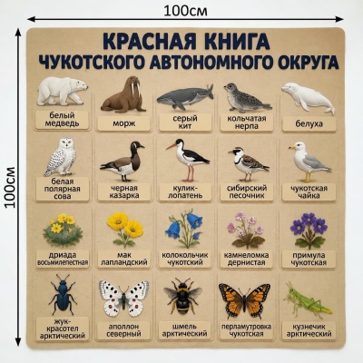 Панно из фетра "Красная книга Чукотского автономного округа"