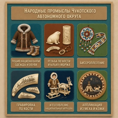 Панно из фетра "Народные промыслы Чукотского автономного округа"