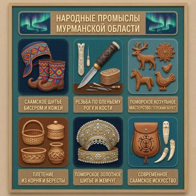 Панно из фетра "Народные промыслы Мурманской области"