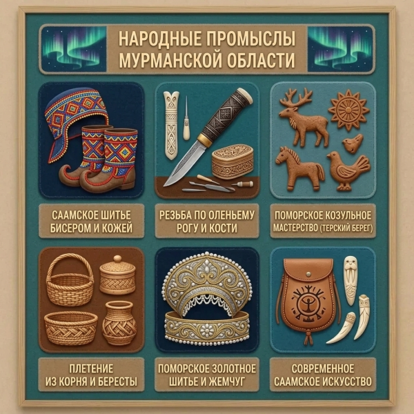 Панно из фетра "Народные промыслы Мурманской области"