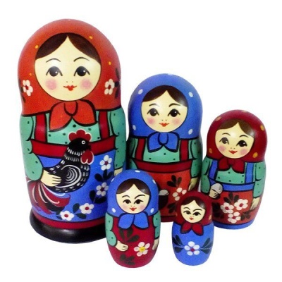 Матрешка Девочка с Петухом большая (5 в 1)(RNToys)