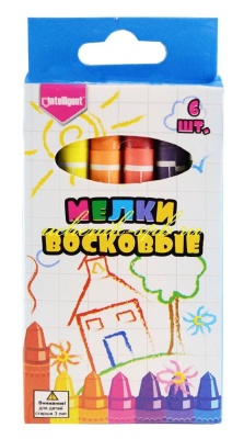 Intelligent. Мелки восковые 6 цв.с европодв. арт.AW-73