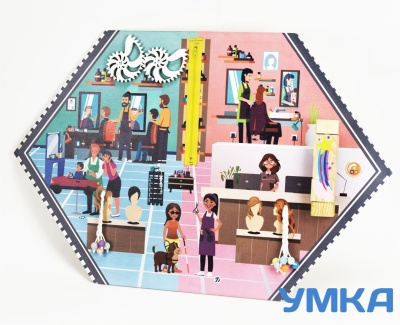 Бизиборд настенный ПАРИКМАХЕР. Серия ИЗУЧАЕМ ПРОФЕССИИ