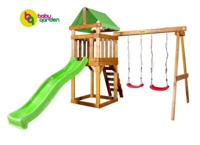 Игровая площадка Babygarden 2, компактная высота домика 1,2 м BG-PKG-BG018 (LG)