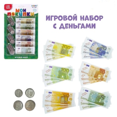 Игрушечный игровой набор «Мои покупки»: монеты, бумажные деньги (евро)