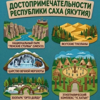 Панно из фетра "Достопримечательности Якутии"