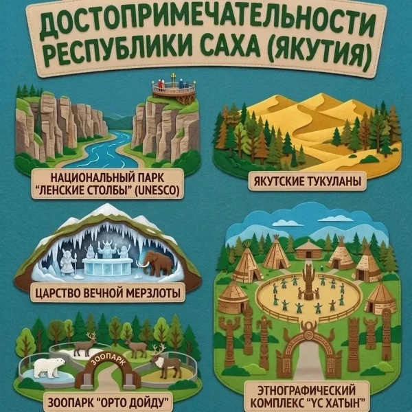 Панно из фетра "Достопримечательности Якутии"