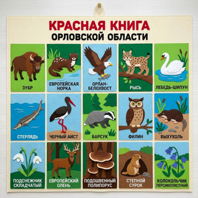 Панно из фетра "Красная книга Орловской области"