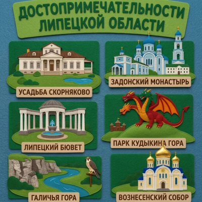 Панно из фетра "Достопримечательности Липецкой области"