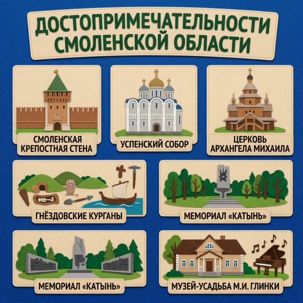Панно из фетра "Достопримечательности Смоленской области"
