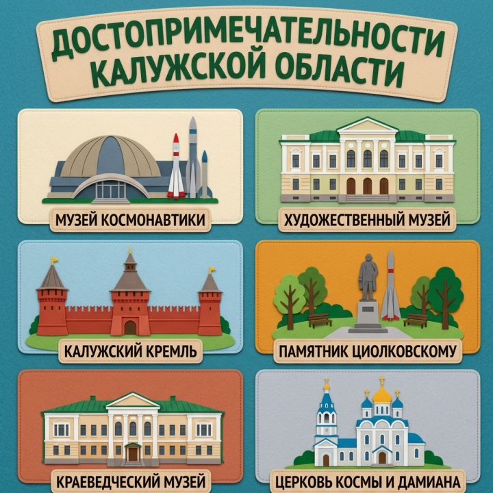 Панно из фетра "Достопримечательности Калужской области"