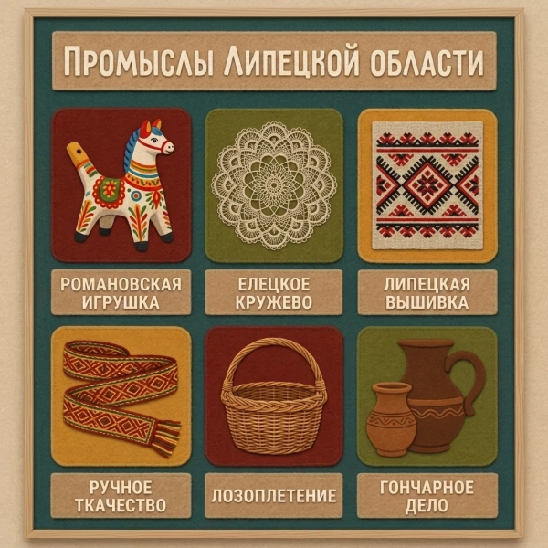 Панно из фетра "Народные промыслы Липецкой области"