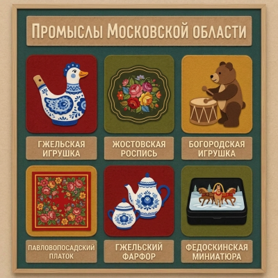Панно из фетра "Народные промыслы Московской области"
