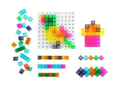 Кубики соединяющиеся полупрозрачные 2 см.(150шт). Набор учимся счету до 100 «Мозаика и узоры»