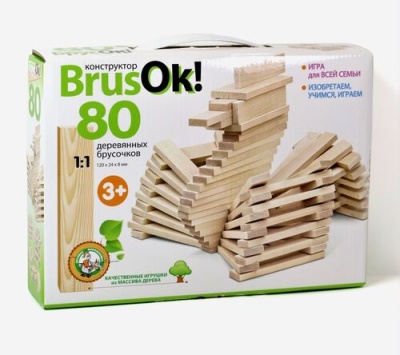 Конструктор деревянный BrusOк 80 элементов
