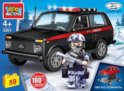 "LADA" конструктор "лада 4х4:спецназ" с фигуркой, 59дет. в кор. ТМ "Город мастеров"