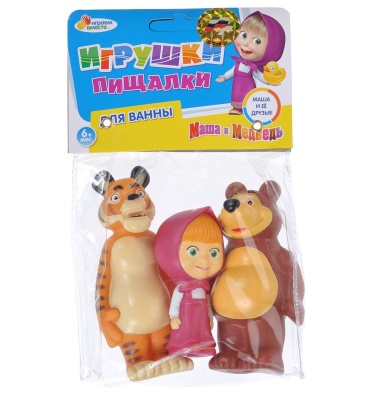 Набор для купания 3в1 "Маша+Медведь+Тигр" в пакете . арт.168RUS-PVC