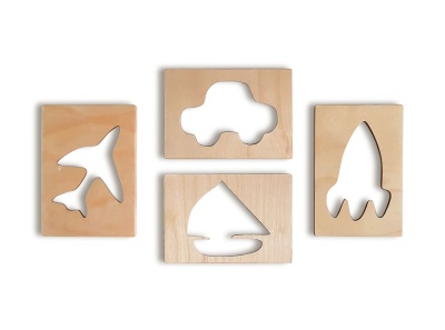 Трафареты для рисования песком «Виды транспорта» (4 штуки)