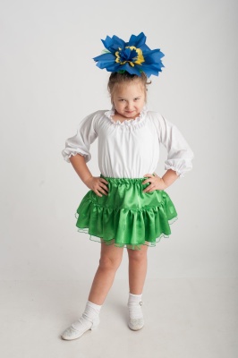 Юбка из зеленого креп - сатина с фатином