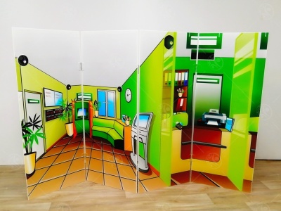 Напольная ширма-гармошка Магазин-банк