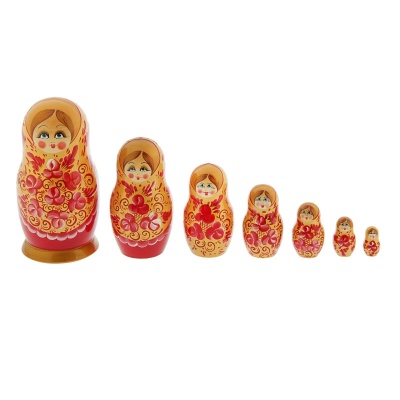 Матрешка 10 в 1 в Белом сарафане с цветами