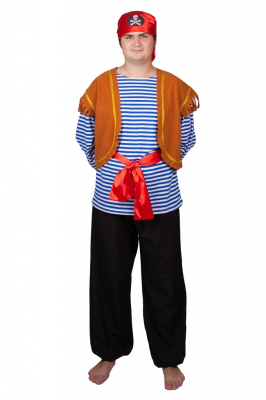 Пират 8 (мужской): тельняшка, штаны, жилет, бандана, кушак