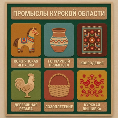 Панно из фетра "Народные промыслы Курской области"