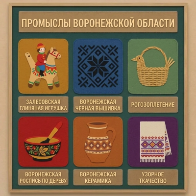Панно из фетра "Народные промыслы Воронежской области"