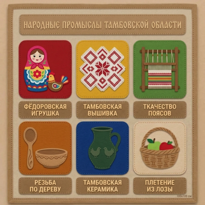 Панно из фетра "Народные промыслы Тамбовской области"