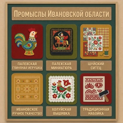 Панно из фетра "Народные промыслы Ивановской области"