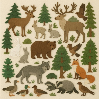 Панно из фетра  "Флора и фауна Новосибирской области"