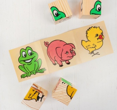 Деревянные кубики «Животные» 4 элемента
